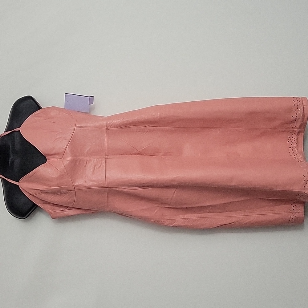 NWT Fubu $300 Real Leather Halter Dress Pepto Pink Size 9/10